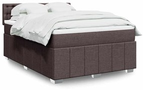 vidaXL Κρεβάτι Boxspring με Στρώμα Σκούρο Καφέ 140x190 εκ. Υφασμάτινο