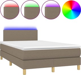 vidaXL Κρεβάτι Boxspring με Στρώμα &amp; LED Taupe 120x200 εκ. Υφασμάτινο