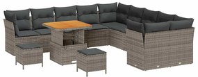 vidaXL Σετ Καναπέ Κήπου 13 pcs Γκρι συνθετικό ρατάν
