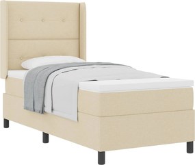 vidaXL Κρεβάτι με ελατήρια με μαξιλάρι Κρεμ 200 x 100 cm ύφασμα