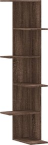 vidaXL Γωνιακή Ραφιέρα Τοίχου Καφέ Δρυς 36,5x36,5x140 εκ. Επεξ. Ξύλο