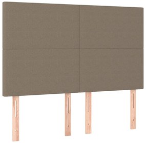 vidaXL Κρεβάτι Boxspring με Στρώμα &amp; LED Taupe 140x190 εκ. Υφασμάτινο