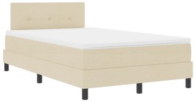 vidaXL Κρεβάτι Box Spring με Στρώμα & LED Κρέμ 120x200 cm Ύφασμα