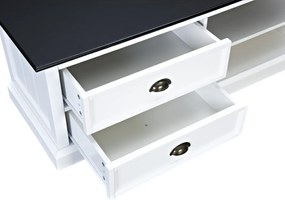 Τραπέζι Tv Ocean Delight C113, Μαύρο, Άσπρο, Αριθμός συρταριών: 2, 120x45x45cm | Epipla1.gr