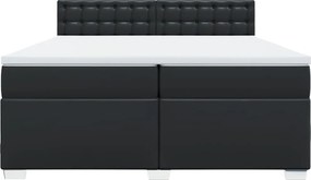 vidaXL Κρεβάτι Boxspring με Στρώμα Μαύρο 200x200 εκ. Συνθετικό Δέρμα