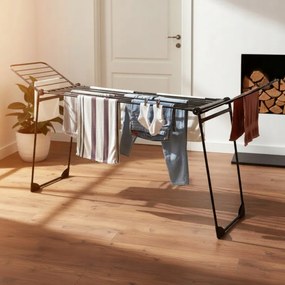 Στεγνωτήριο ρούχων Kinghoff KH 2045, 30 μ., έως 25 κιλά, πτυσσόμενο, από χάλυβα, μαύρο