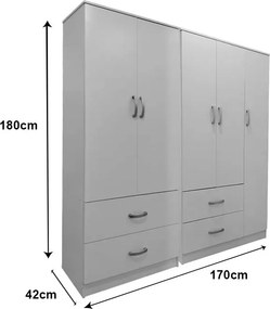 Ντουλάπα πεντάφυλλη Athos pakoworld λευκή 170x42x180εκ