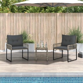 vidaXL Σετ Εξωτερικών Επίπλων με μαξιλάρι 3 pcs Γκρι
