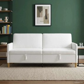 vidaXL Καναπές με Αποθήκευση Λευκό 192 x 78 x 87 εκ. Πολυεστέρας
