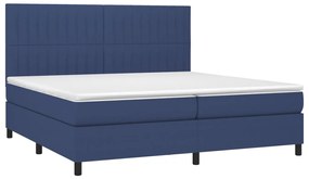 vidaXL Κρεβάτι Boxspring με Στρώμα &amp; LED Μπλε 200x200 εκ. Υφασμάτινο