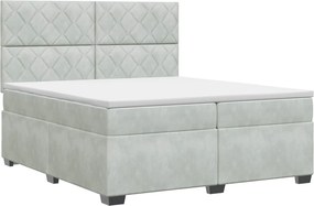 vidaXL Κρεβάτι box spring με στρώμα Ανοιχτό γκρι 200 x 200 cm Βελούδο