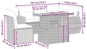 vidaXL Σετ Καναπέ Κήπου 6 τεμ. Μπεζ Συνθετικό Ρατάν με Μαξιλάρια