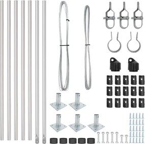 vidaXL Στύλος Περιφράξεων 7 pcs Ασημί Ατσάλι