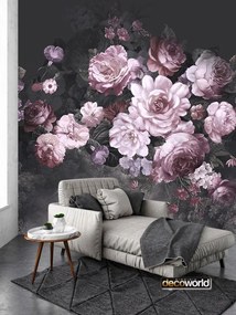 Ταπετσαρία τοίχου ετοίμων διαστάσεων φλοράλ ρόζ με μαύρα λουλούδια 07949Q 100cm x 150cm
