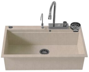 Sanitec Ultra Granite 850 Quartz Multi Ένθετος Γρανιτένιος Νεροχύτης 79Χ50cm Sabbia (Inox accessories)