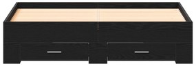 vidaXL Κρεβάτι με Συρτάρια Μαύρο Δρυς 135x190 εκ. Μηχανικά Ξύλα