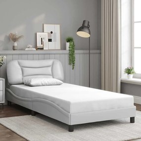 VidaXL Πλαίσιο κρεβατιού χωρίς Στρώμα Hvar Λευκό 100x200 εκ.Συνθετικό Δέρμα