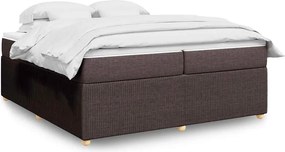vidaXL Κρεβάτι Boxspring με Στρώμα Σκούρο Καφέ 200x200 εκ. Υφασμάτινο