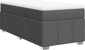 vidaXL Κρεβάτι Boxspring με Στρώμα Σκούρο Γκρι 90x190 εκ. Υφασμάτινο
