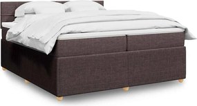 vidaXL Κρεβάτι Boxspring με Στρώμα Σκούρο Καφέ 200x200 εκ. Υφασμάτινο