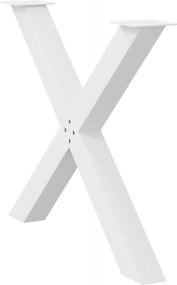 vidaXL Πόδια Τραπεζαρίας σε Σχήμα Χ, 2 τεμ. Λευκά 90x(72-73) εκ. Ατσάλι