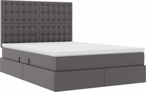 vidaXL Κρεβάτι Αποθήκης με κεφαλάρι Γκρι 140 x 200 cm Τεχνητό Δέρμα