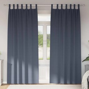 vidaXL Κουρτίνες Μαύρης Ύφανσης με Δαχτυλίδια 2 pcs Ανθρακί