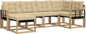 vidaXL Σειρά Καναπέ Εξωτερικού με μαξιλάρι 6 pcs Λευκό και Μπεζ