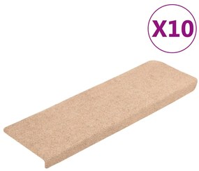 vidaXL Πατάκια Σκάλας 10 τεμ. Κρέμα 65x21x4 εκ. Βελονιασμένα