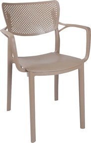 Τραπεζαρία Explore-Frontline pakoworld σετ 5τεμ PP cappuccino 90x90x73,5εκ