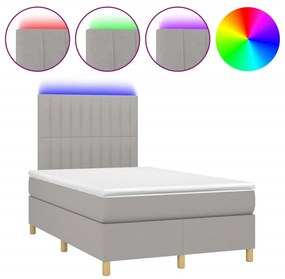 VidaXL Κρεβάτι Boxspring με Στρώμα & LED Αν.Γκρι 120x200 εκ Υφασμάτινο