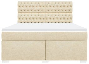 Κρεβάτι Boxspring με Στρώμα Κρεμ 180x200 εκ. Υφασμάτινο - Κρεμ