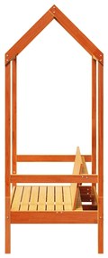Παγκάκι με Οροφή Καφέ 117,5x70x176,5 εκ. από Μασίφ Ξύλο Πεύκου - Καφέ