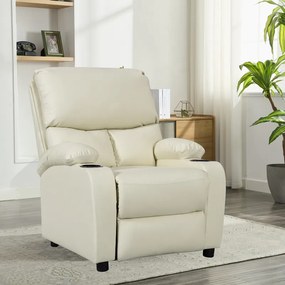 Πολυθρόνα relax με ποτηροθήκη Gartia pu σε κρεμ απόχρωση 79x94x102εκ