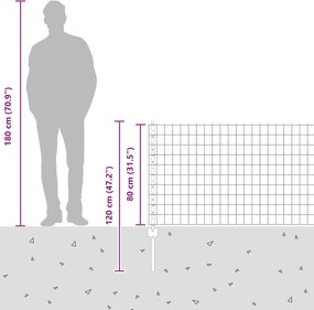 vidaXL Περίφραξη Euro με Στήλη 10 x 0,8 μ Γαλβανισμένος Χάλυβας Ασημί