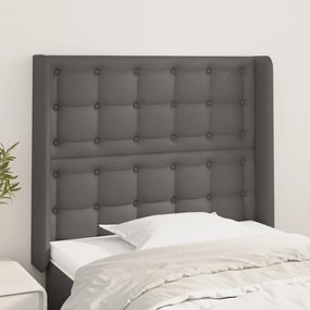 Κεφαλάρι με Πτερύγια Γκρι 83x16x118/128 εκ. Συνθετικό Δέρμα - Γκρι