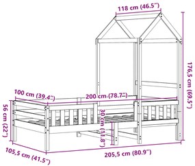 ΠΛΑΙΣΙΟ ΚΡΕΒΑΤΙΟΥ ΜΕ ΟΡΟΦΗ ΛΕΥΚΟ 100X200 ΕΚ. ΜΑΣΙΦ ΞΥΛΟ ΠΕΥΚΟΥ 3282157