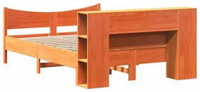 Σκελετός Κρεβ. Χωρίς Στρώμα Καφέ Κεριού 135x190 εκ Μασίφ Πεύκο - Καφέ