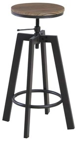 Σκαμπώ BAR YORK Μεταλική Σκ.Καφέ/Καρυδί 44x44x63/73cm Κάθισμα:Φ30cm (Σετ 2 ΤΕΜ)
