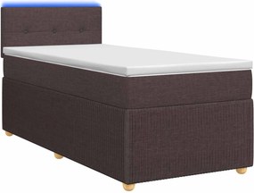 vidaXL Κρεβάτι box spring με στρώμα Σκούρο Καφέ 90 x 200 cm Ύφασμα
