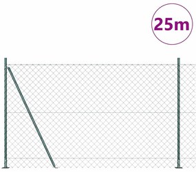 vidaXL Φράκτης από αλυσίδα με στύλους Ασημί 25 x 1.4 μ Ατσάλι