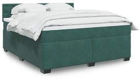 Κρεβάτι Boxspring με Στρώμα Σκούρο Πράσινο 180x200εκ. Βελούδινο - Πράσινο