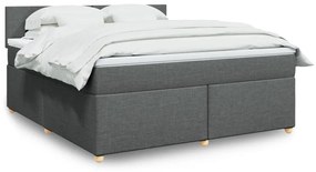 Κρεβάτι Boxspring με Στρώμα Σκούρο Γκρι 180x200 εκ Υφασμάτιν