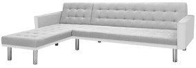 vidaXL Καναπές-Κρεβάτι Γωνιακός Λευκός/Γκρι 218x155x69 εκ. Υφασμάτινος