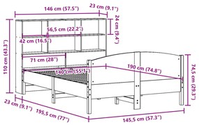 ΚΡΕΒΑΤΙ ΒΙΒΛΙΟΘΗΚΗ ΧΩΡΙΣ ΣΤΡΩΜΑ 140X190 ΕΚ ΜΑΣΙΦ ΞΥΛΟ ΠΕΥΚΟΥ 3323110