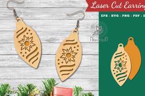 Σετ των 3 Intra απο ξύλο plywood 3mm-4mm πάχος Χριστουγεννιάτικα σκουλαρίκια κομμένα με λέιζερ 1 Δίασταση 3x3 cm INTRAFABR-112766693