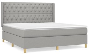 Κρεβάτι Boxspring με Στρώμα Αν. Πράσινο 160x200εκ Υφασμάτινο - Γκρι