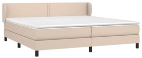 Κρεβάτι Boxspring με Στρώμα Καπουτσίνο 200x200εκ.από Συνθ.Δέρμα - Καφέ