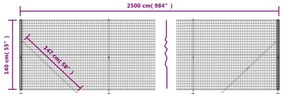 vidaXL Συρματόπλεγμα Περίφραξης Ανθρακί 1,4 x 25 μ. με Βάσεις Φλάντζα