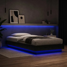 vidaXL Κρεβάτι με φωτισμό LED Μαύρη Δρυς 80 x 200 cm